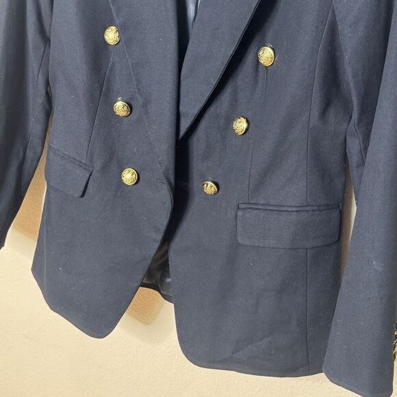 Banana Republic Captain Blazer Women's 8P Black Gold Buttons Double Breasted - Picture 3 of 12